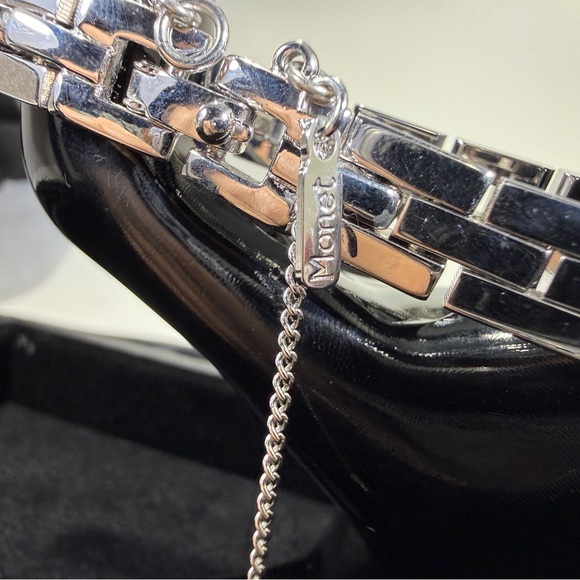 Vintage 80s Monet Shiny Silver-tone flat link Chain Bracelet 7” - Picture 3 of 5